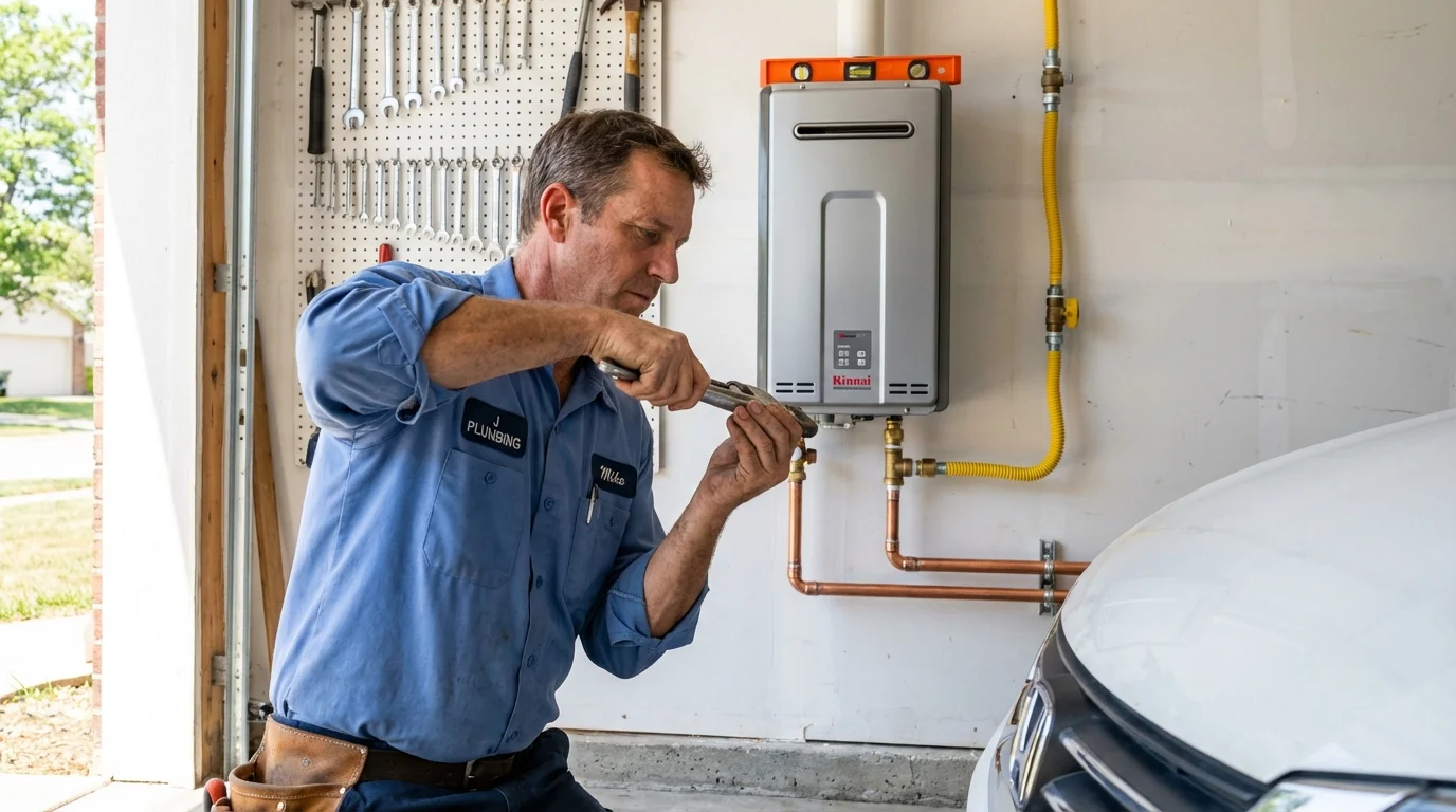 Tankless water heater installation by a Johns Plumbing LLC plumber in Gentry